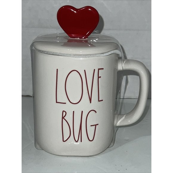 Rae Dunn Coffee Mug Love Bug Ceramic with Heart Top NEW - Picture 2 of 14